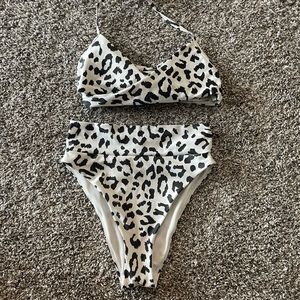 White cheetah print bikini